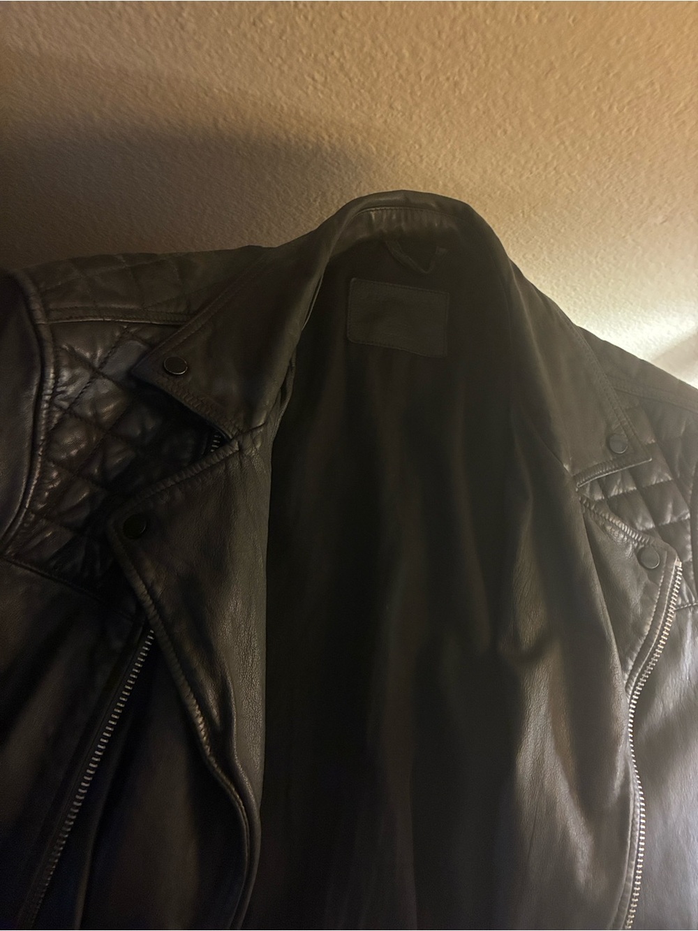 AllSaints Black Quilted Leather Bomber Jacket